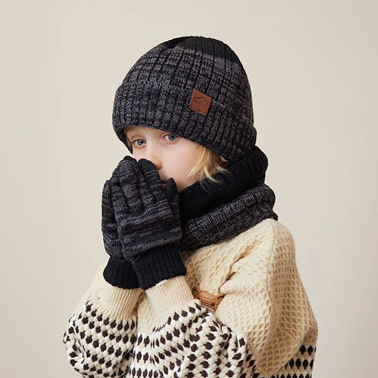 2/3Pcs Kids Winter Hat, Scarf & Gloves Set – Warm Beanie, Neck Warmer & Non-Slip Gloves for Boys & Girls (4-10Y)