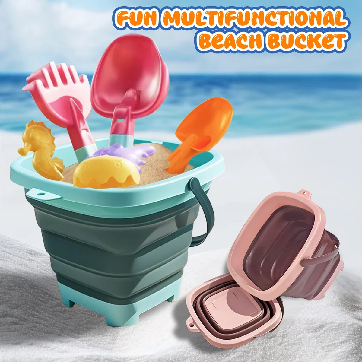 Children’s Collapsible Bucket — Multi-Functional Small Beach Toy For Sand & Water Play