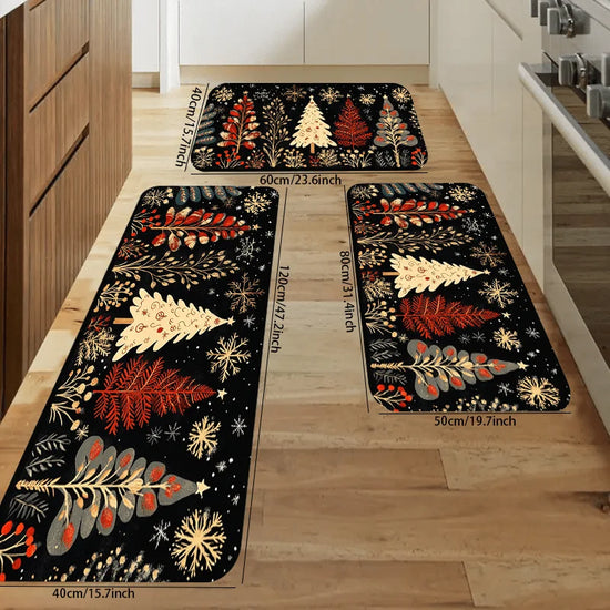 VIKAMA Christmas Carpet Christmas Tree CarpetKitchen Rug  Long Carpet Absorbent Doormat Carpet For Live Room Sofa Floor Mat