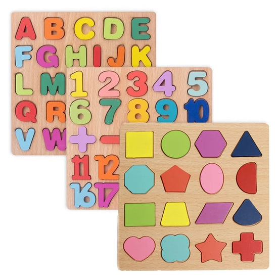 Colorful Alphabet & Number Wooden Puzzles, Kids Intelligent Matching Game, Preschool Children Early Educational Toy