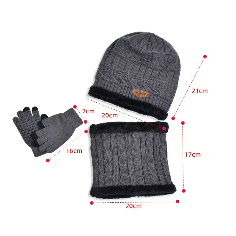 Winter Kids’ Hat, Scarf & Gloves Set – Plush Lining Beanie, Non-Slip Gloves & Neck Warmer for Boys (Ages 4-10)