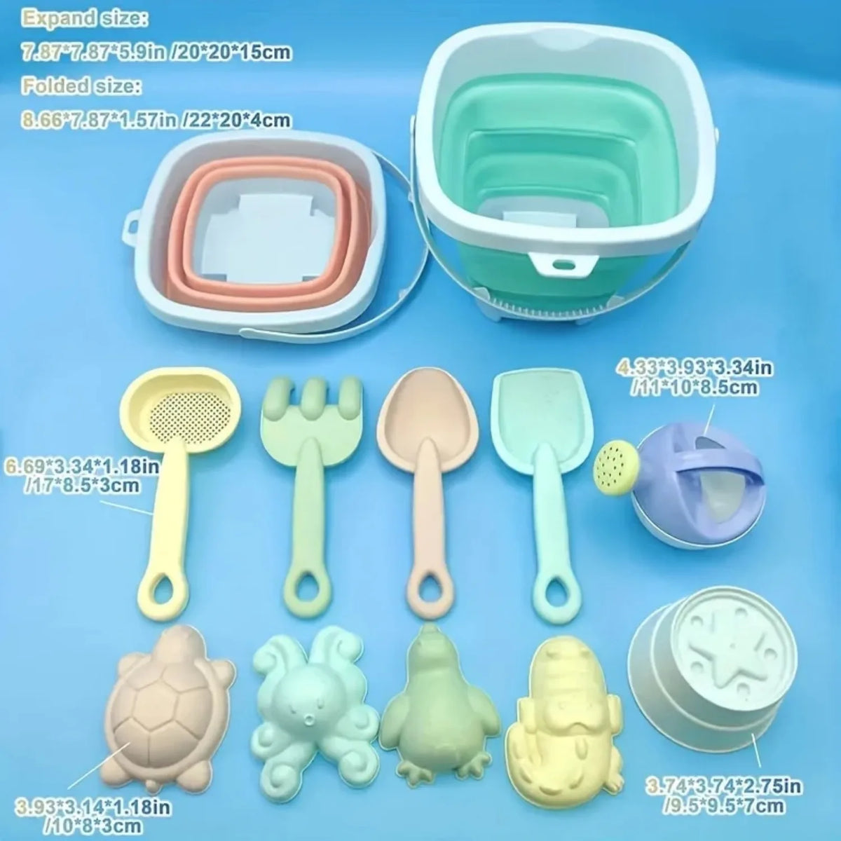 Kids Beach Sand Toys Set With Bucket Shovel Molds — Sandbox Kit For Outdoor Play