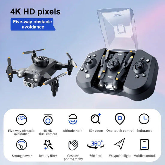 Mini V30 WiFi FPV Drone – Foldable RC Quadcopter with 4K HD Dual Cameras and Obstacle Avoidance