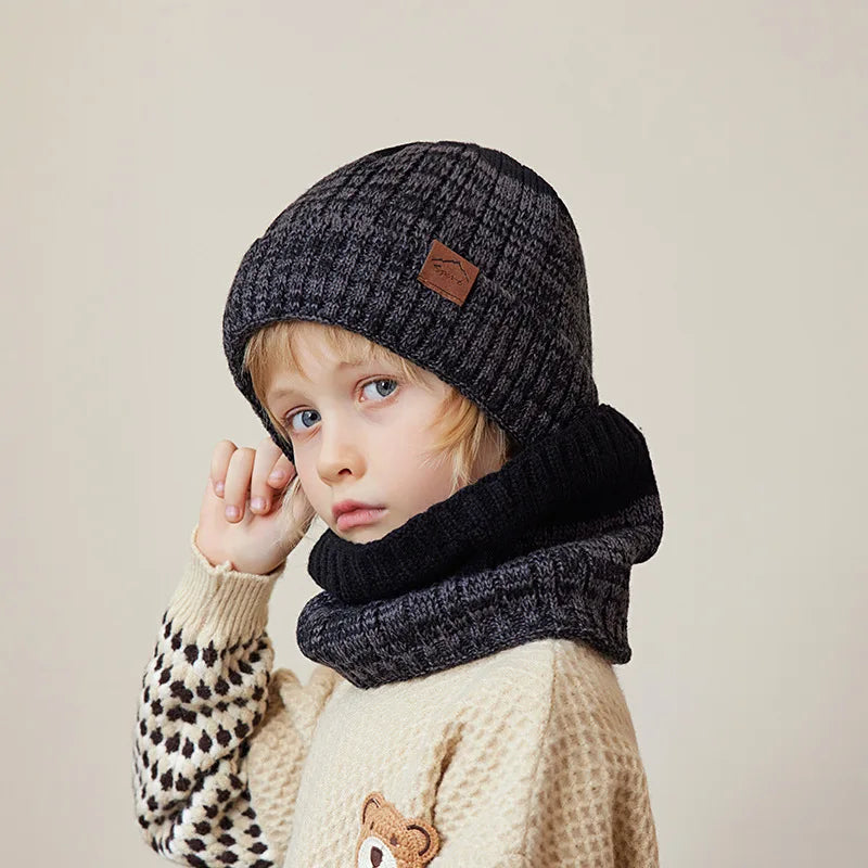 2/3Pcs Kids Winter Hat, Scarf & Gloves Set – Warm Beanie, Neck Warmer & Non-Slip Gloves for Boys & Girls (4-10Y)