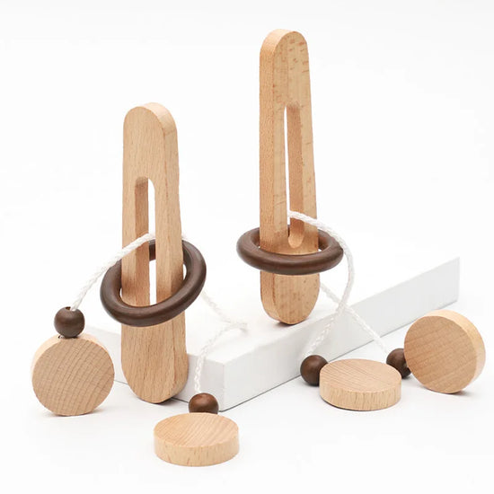 Wooden Kongming Lock Puzzle, Classic Luban Lock Brain Teaser Toy, Ring Escape Intelligence Game