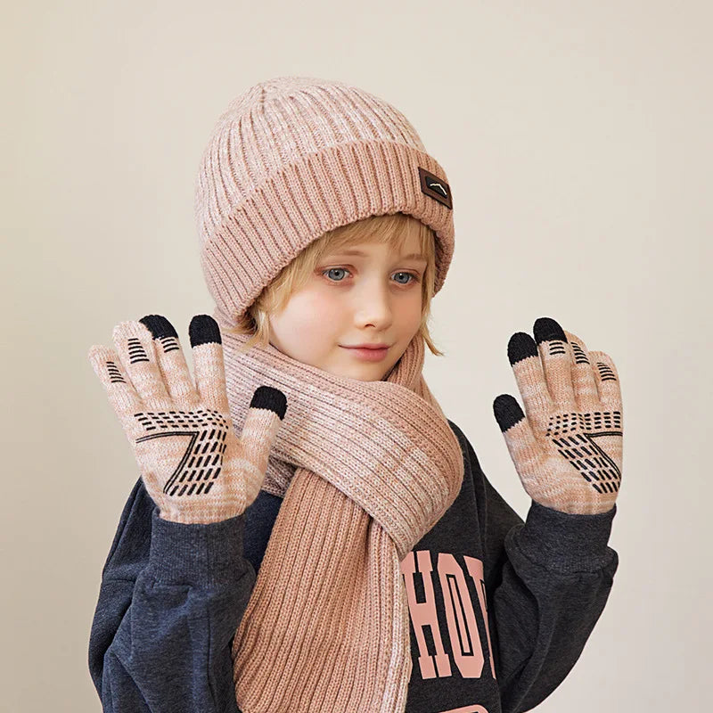 Kids Winter Hat, Scarf & Gloves Set – Knit Beanie, Neck Warmer Gaiter, and Mittens for Boys & Girls (4-10 Years)