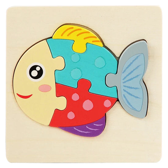 Montessori Wooden Animal Puzzle - Colorful 3D Tangram Learning Toy for Toddlers & Kids