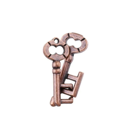 Metal Two-Key Brain Teaser Puzzle - Magic Key IQ Game for Kids & Adults
