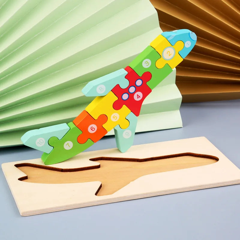 Montessori Wooden Animal Puzzles for Toddlers Ages 2-6 – 3D Jigsaw Tangram Board (3.9 x 8.5 in / 10 x 21.5 cm)