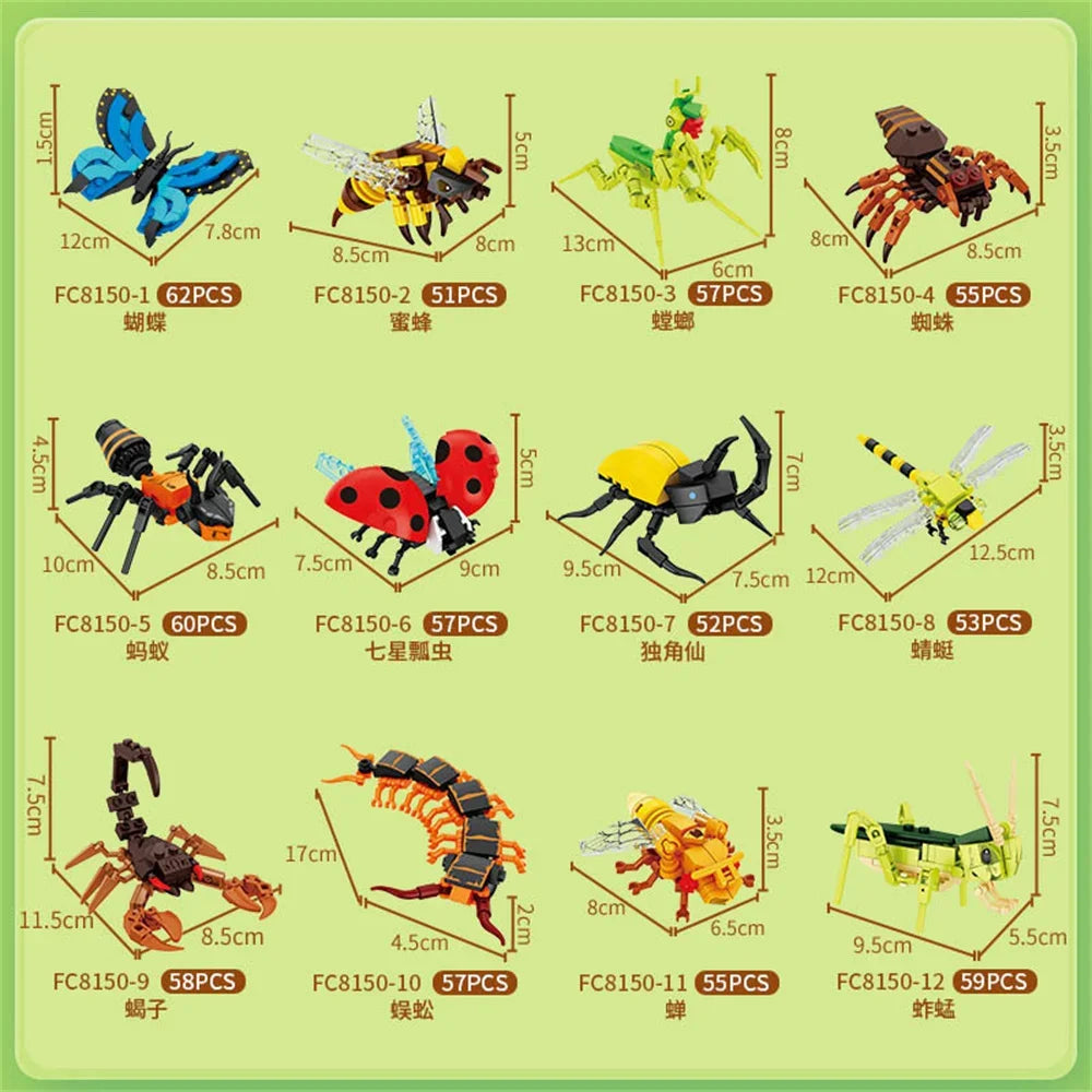 Insect Building Blocks Set Animal Models STEM Toy for Kids