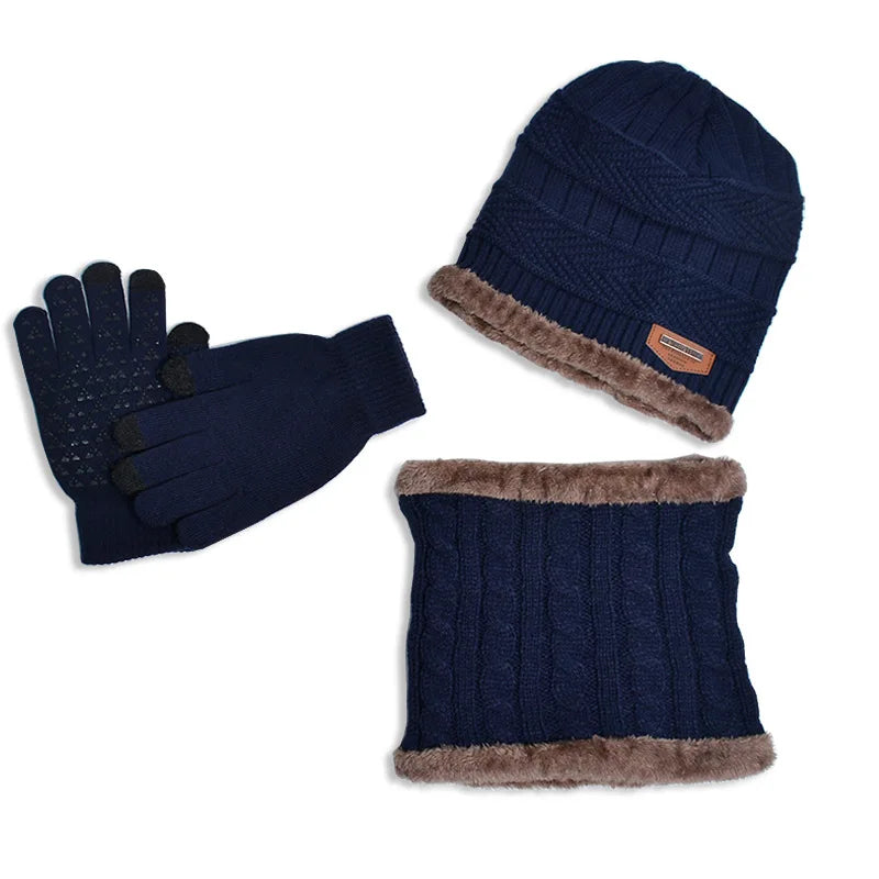 Winter Kids’ Hat, Scarf & Gloves Set – Plush Lining Beanie, Non-Slip Gloves & Neck Warmer for Boys (Ages 4-10)