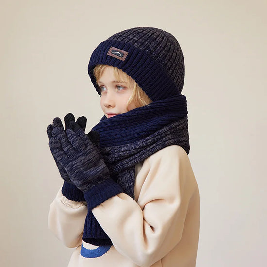 Kids Winter Hat, Scarf & Gloves Set – Knit Beanie, Neck Warmer Gaiter, and Mittens for Boys & Girls (4-10 Years)