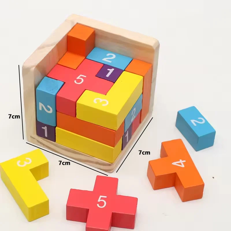 3D Luban Interlocking Wooden Cube Puzzle - Educational Brain Teaser Toy for Kids (Ages 6+)