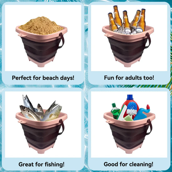 Children’s Collapsible Bucket — Multi-Functional Small Beach Toy For Sand & Water Play