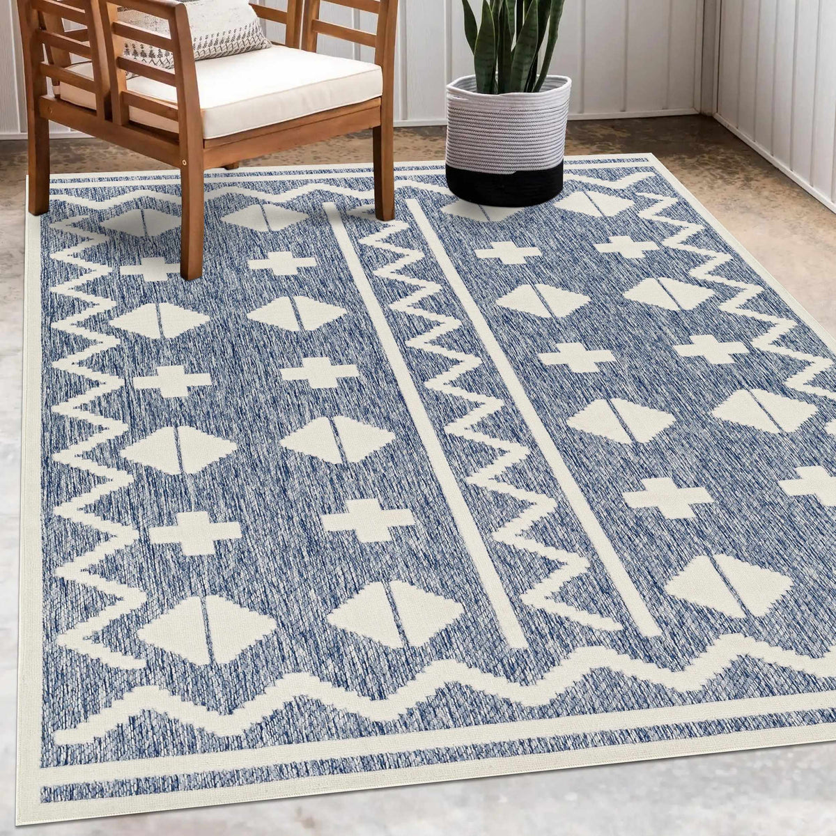 Elio Blue Outdoor Rug - Clearance