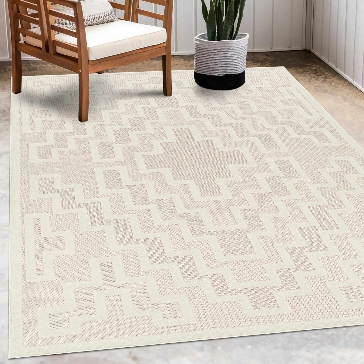Diza Cream Outdoor Rug - Clearance