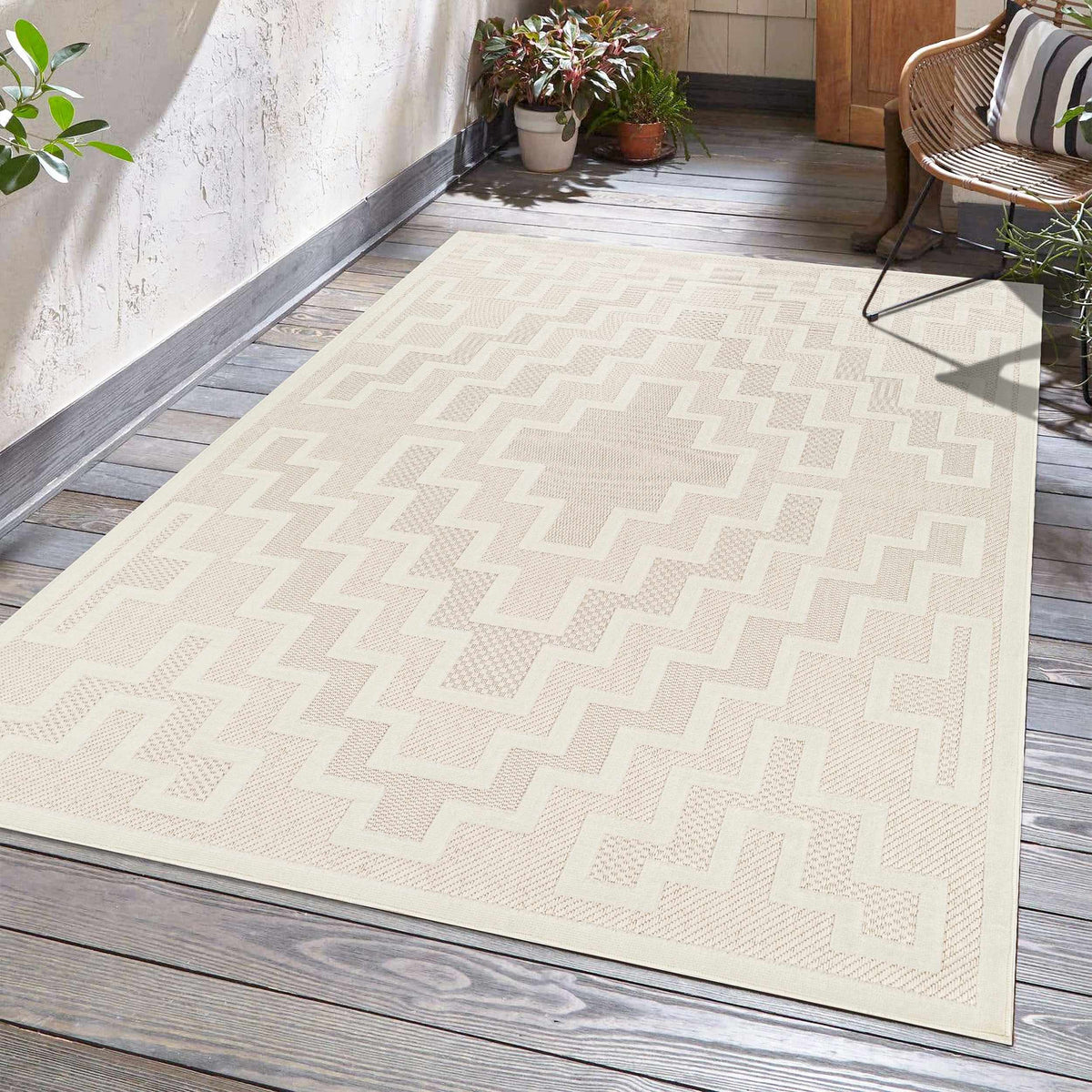 Diza Cream Outdoor Rug - Clearance