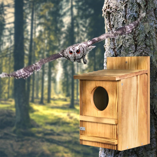 Outdoor Wooden Screech Owl BirdHouse for Mounting - Easy to Assemble