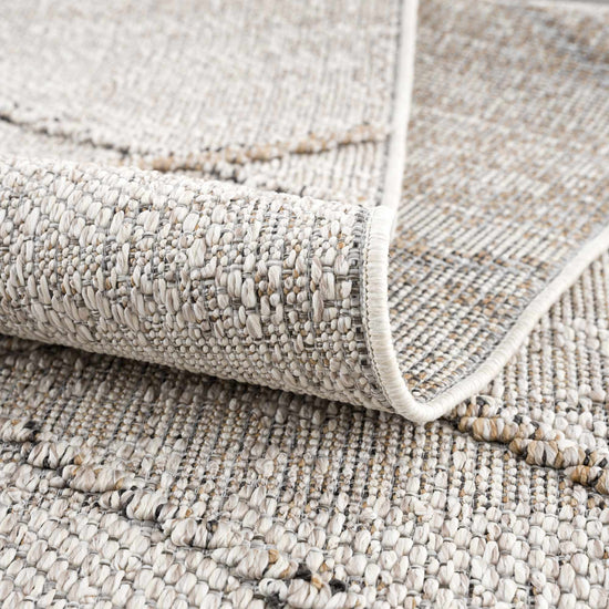 Baqer Bone & Tan Textured Performance Outdoor Rug - Clearance