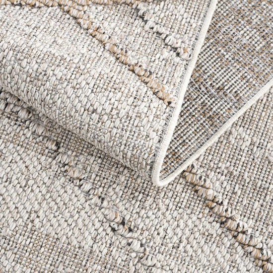 Baqer Bone & Tan Textured Performance Outdoor Rug - Clearance