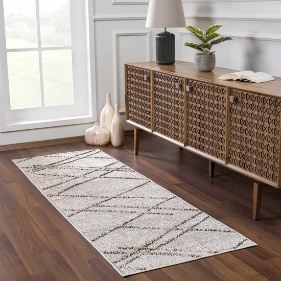 Baqer Bone & Tan Textured Performance Outdoor Rug - Clearance