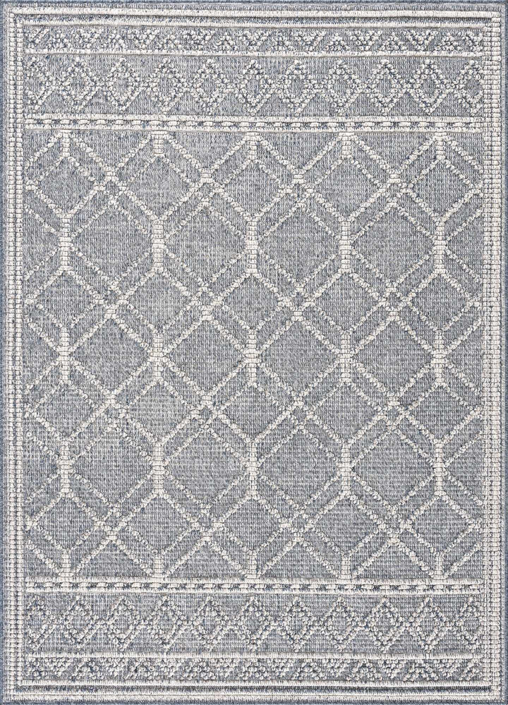 Diah Gray Blue & Bone Outdoor Area Rug - Clearance