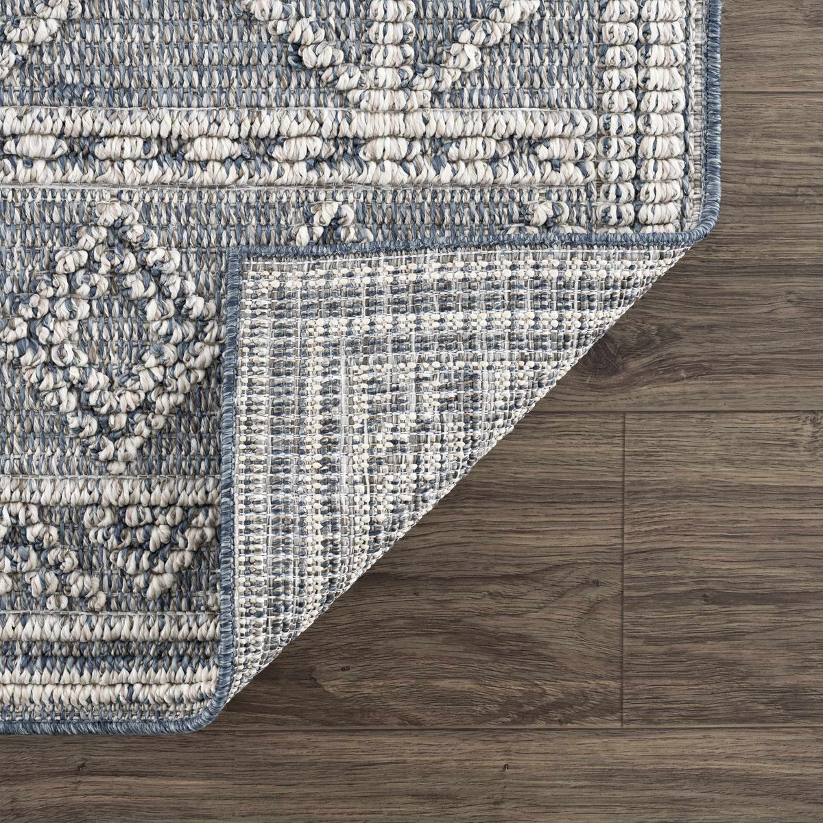 Diah Gray Blue & Bone Outdoor Area Rug - Clearance