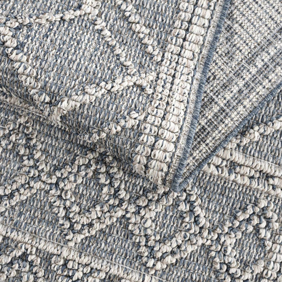 Diah Gray Blue & Bone Outdoor Area Rug - Clearance