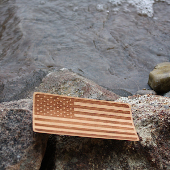 Wooden American Flag Sticker