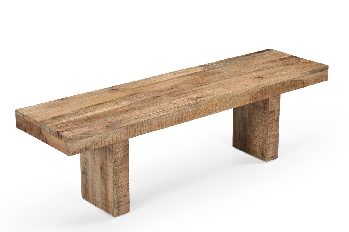 Solid Natural Mango Wood Bench - 60"