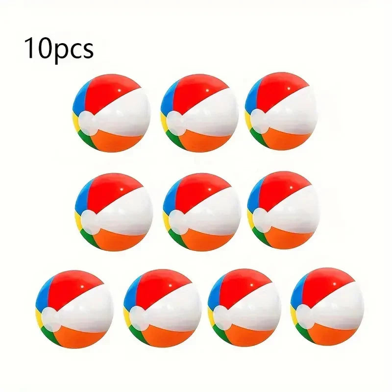 10Pcs Inflatable Beach Balls – Colorful Pool Party Water Game Toys