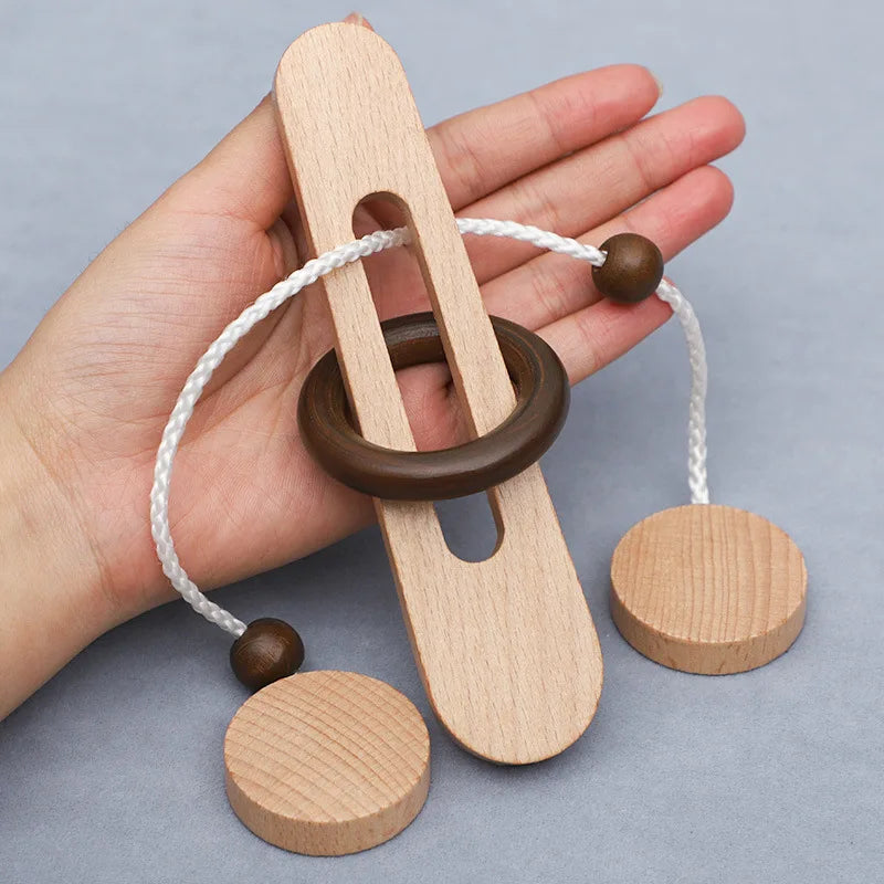 Wooden Kongming Lock Puzzle, Classic Luban Lock Brain Teaser Toy, Ring Escape Intelligence Game