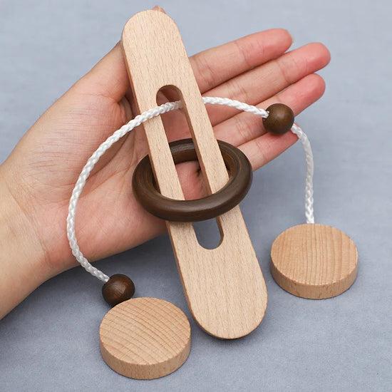 Wooden Kongming Lock Puzzle, Classic Luban Lock Brain Teaser Toy, Ring Escape Intelligence Game