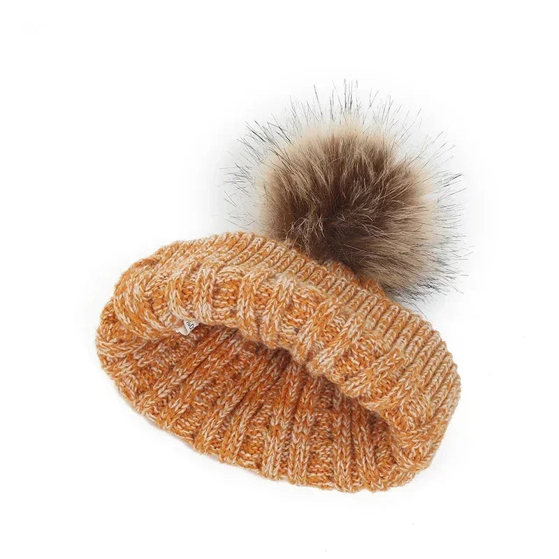 Baby Winter Hat, Scarf & Gloves Set – Knitted Beanie with Fur Ball, Soft Kids Cap for Boys & Girls, Cozy Toddler Winter Accessories (1-5Y)