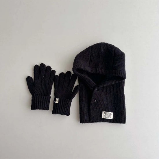 Korean Knitted Kids Hat, Scarf & Gloves Set – Autumn & Winter Baby Pullover Hat with Label for Ear, Neck & Hand Protection – Warm Children’s Winter Accessories