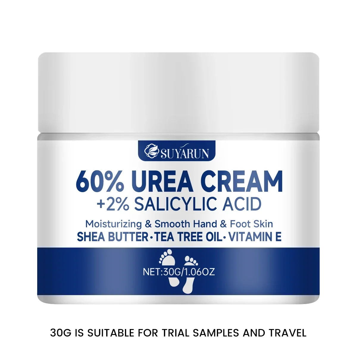 SUYARUN 60% Urea Foot Cream for Cracked Heels & Dry Skin - Intensive Moisturizing Treatment, Callus Remover, Diabetic Foot Care.