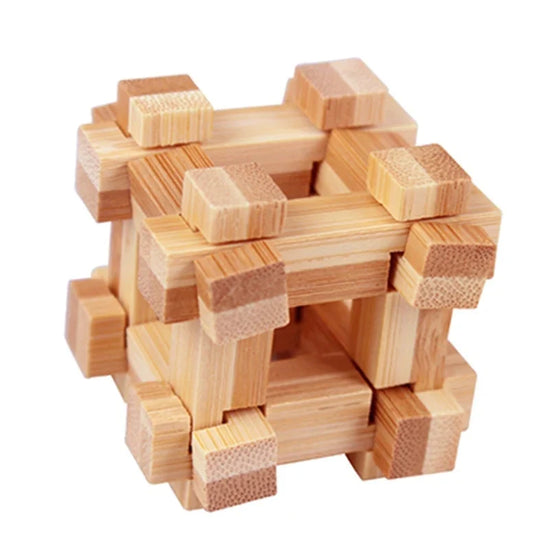 Wooden Kongming Lock Puzzle Lu Ban 3D Brain Teaser Montessori Puzzle for Kids & Adults