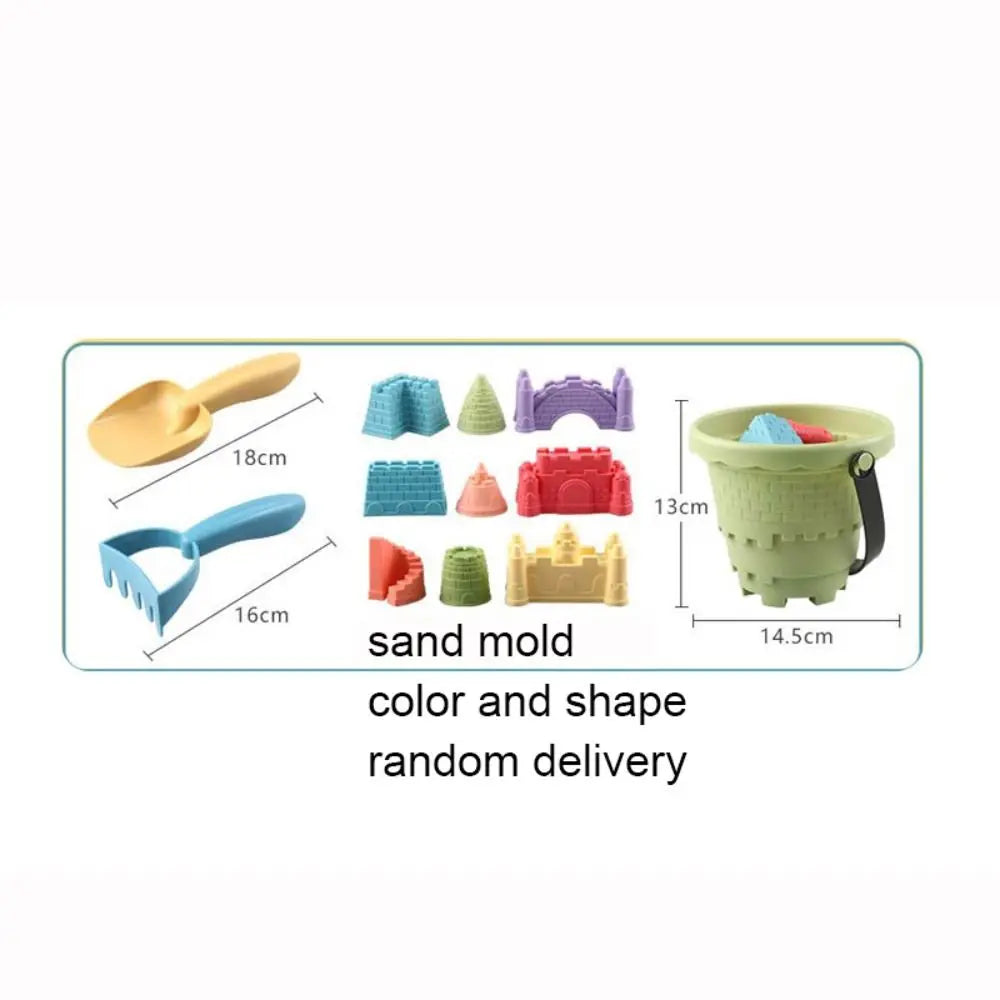 Outdoor Sand Toys Set With Bucket Shovel Rake Mold — 6Pcs Beach Kit