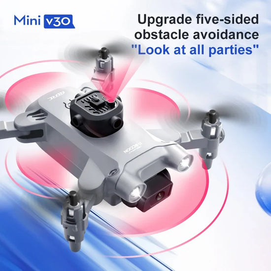 Mini V30 WiFi FPV Drone – Foldable RC Quadcopter with 4K HD Dual Cameras and Obstacle Avoidance