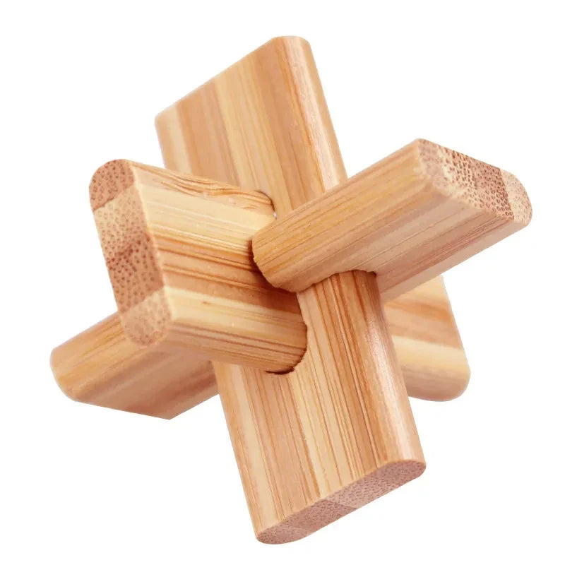 Wooden Kongming Lock Puzzle Lu Ban 3D Brain Teaser Montessori Puzzle for Kids & Adults