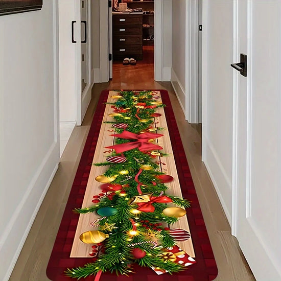 VIKAMA Christmas Carpet Long Carpet Hallway Rug Soft Living Room Carpet Rug For Bedroom Doormat Welcome Mat Christmas Decoration