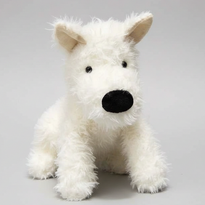 Lifelike West Highland White Terrier Plush Toy – Fluffy Realistic Stuffed Dog Doll Gift