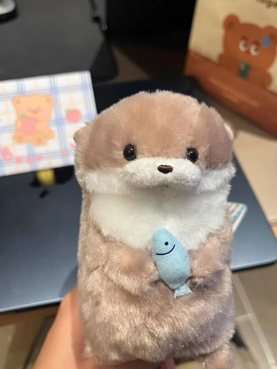 Cute Little Otter Hug Fish Plush Doll – Keychain Pendant Gift