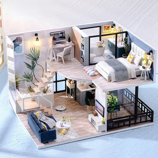 3D Wooden Mini Dollhouse Kit with Furniture – DIY Handmade Miniature House Puzzle for Ages 14+