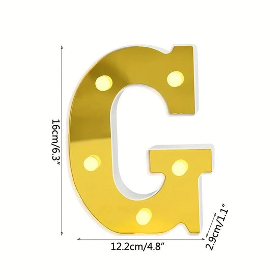 1PC 16cm Golden Numbers&English Led Letter Lights,Battery Powered Decoration Light For Festive,Proposal,Birthday,Wedding,Party