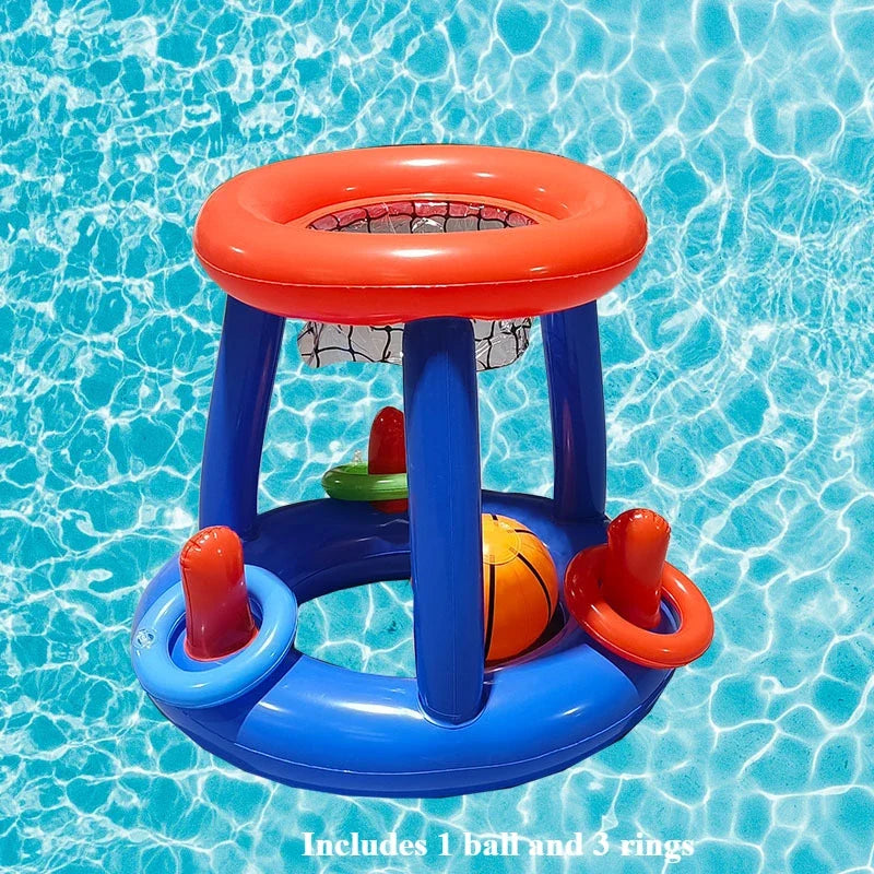 Inflatable Floating Basketball Hoop Ring Toss Pool Toy for Water Sports and Beach Parties