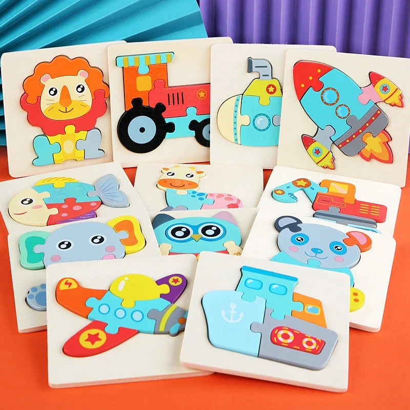 Montessori Wooden Animal Puzzle - Colorful 3D Tangram Learning Toy for Toddlers & Kids