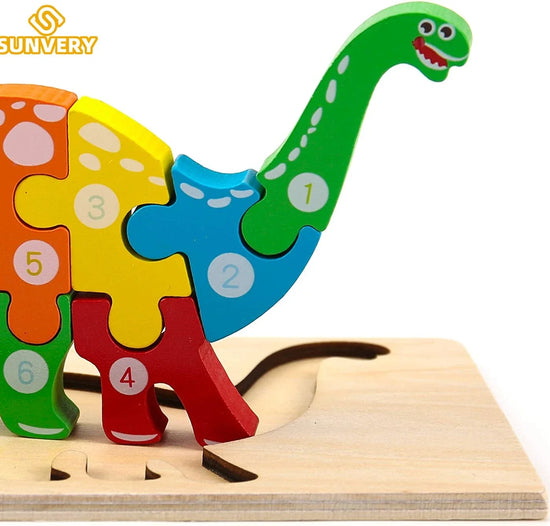 Montessori Wooden Animal Puzzles for Toddlers Ages 2-6 – 3D Jigsaw Tangram Board (3.9 x 8.5 in / 10 x 21.5 cm)