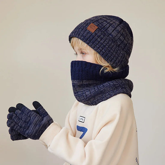 2/3Pcs Kids Winter Hat, Scarf & Gloves Set – Warm Beanie, Neck Warmer & Non-Slip Gloves for Boys & Girls (4-10Y)