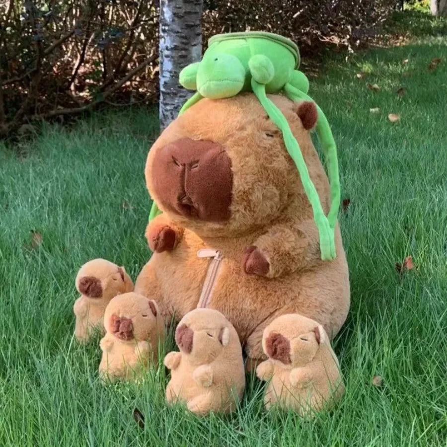 Capybara Plush Toy Set – Mommy with 4 Little Capibara Plush Dolls
